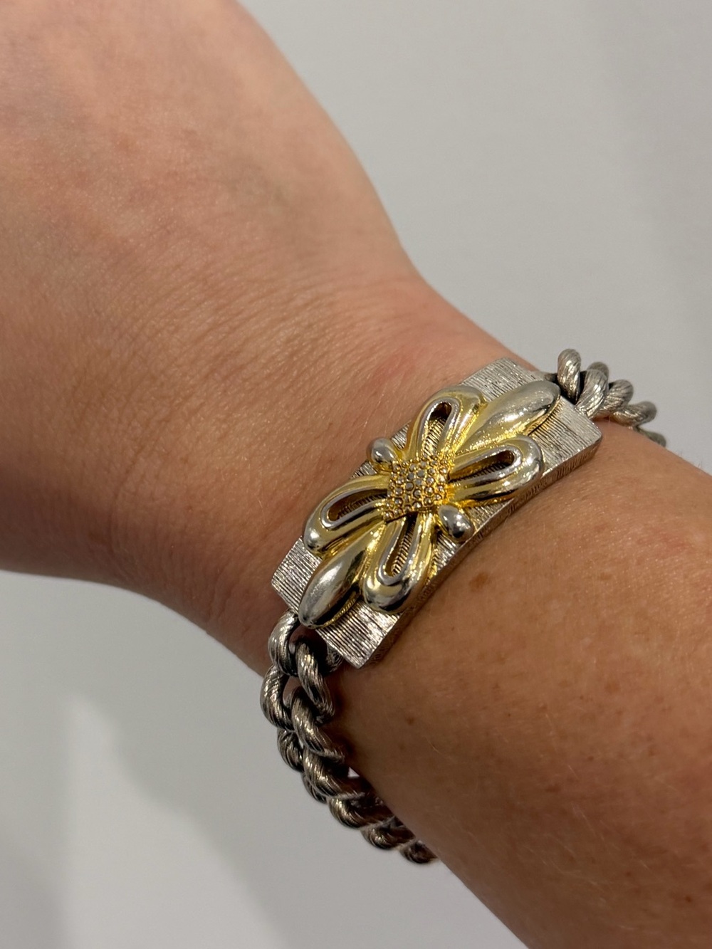 Vintage Oscar Two-Tone Silver and Gold Link Bracelet